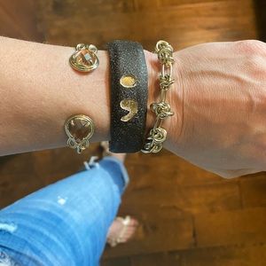 Leather Semi-colon cuff bracelet